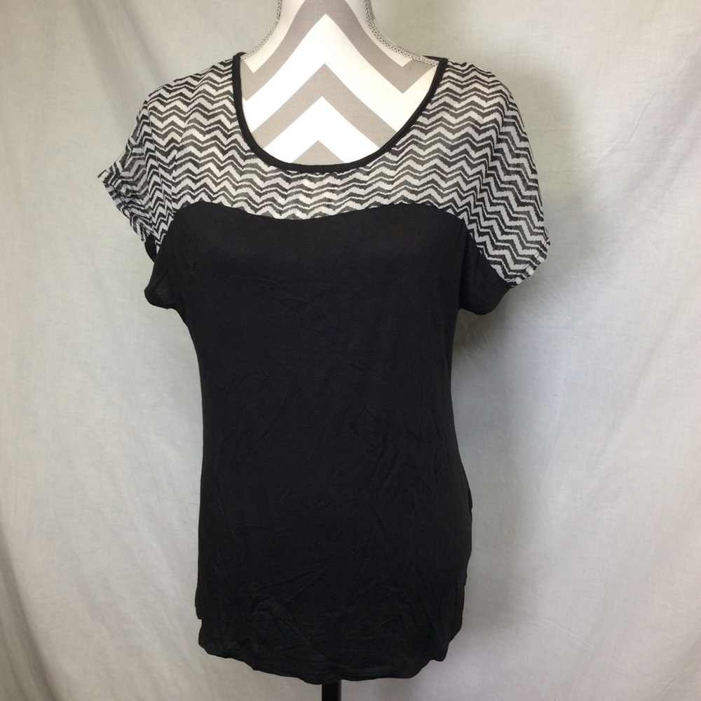 Rue Juju Women’s Black Zigzag Sheer On Top
